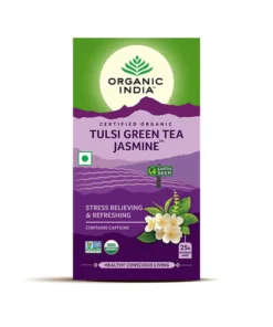 Herbata Organiczna Organic India Tulsi Jasmine Green Tea 25 saszetek w opakowaniu